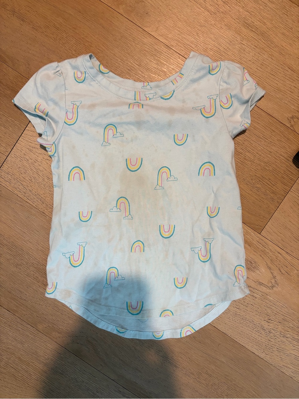 Cat & Jack White Tee with Pastel Rainbow Print